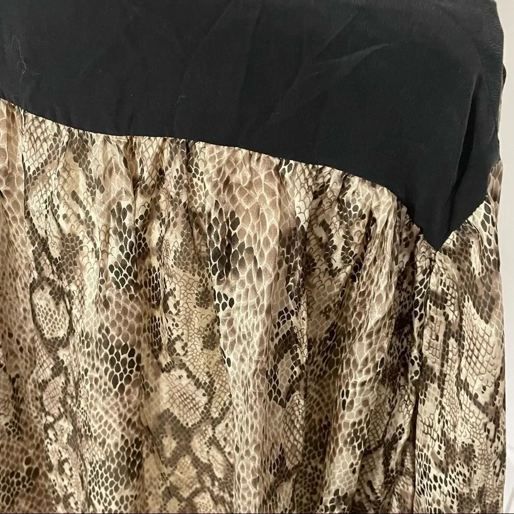 Aryn K Snake Print 100% Silk Batwing Sleeve Button Down V-Neck Blouse Top, M - Picture 6 of 12